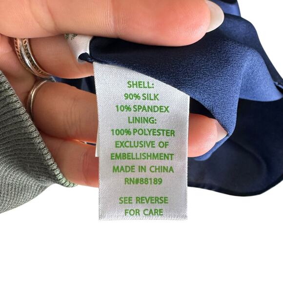 Lilly Pulitzer Tatiana Navy Sequin Silk Blend Long Bell Sleeve Mini Tunic Dress - Picture 12 of 13